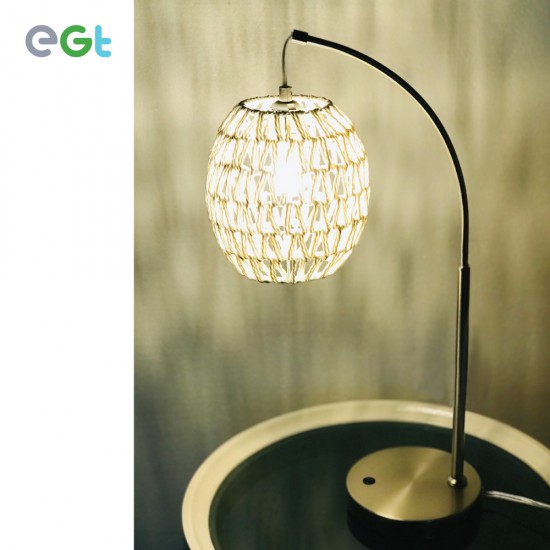 White Rattan Table Lamp