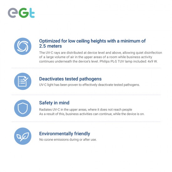 UV-C Disinfection Upper Air Ceiling Mounted